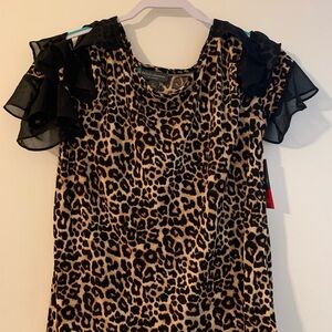 Bold Elements Leopard Print Blouse with Ruffle Sleeves